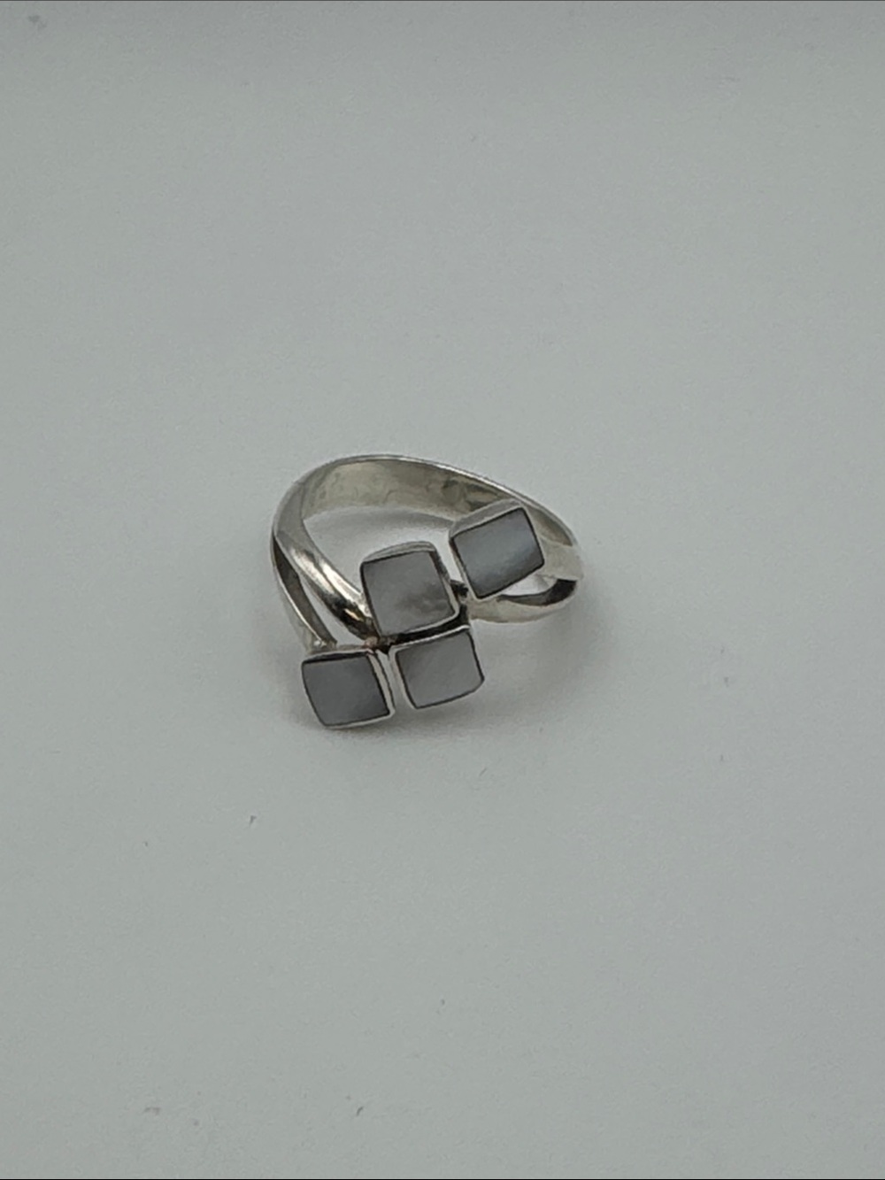 950 Silver Mother Of Pearl Square Cluster Ring